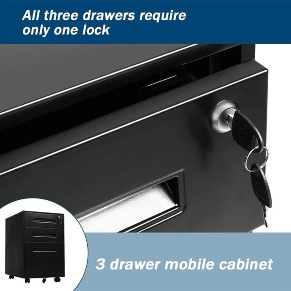 Filing Cabinet : 14.96'' Wide 3 -Drawer Mobile Vertical File Cabinet