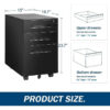 Filing Cabinet : 14.96'' Wide 3 -Drawer Mobile Vertical File Cabinet