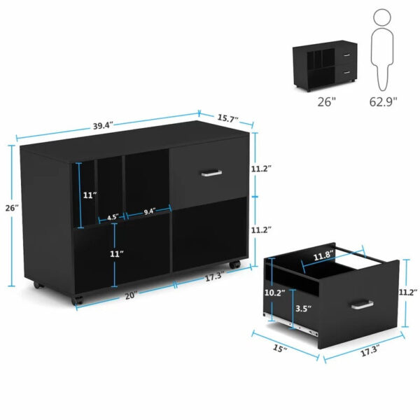 Filing Cabinet : 39.4'' Wide Mobile Lateral File Cabinet