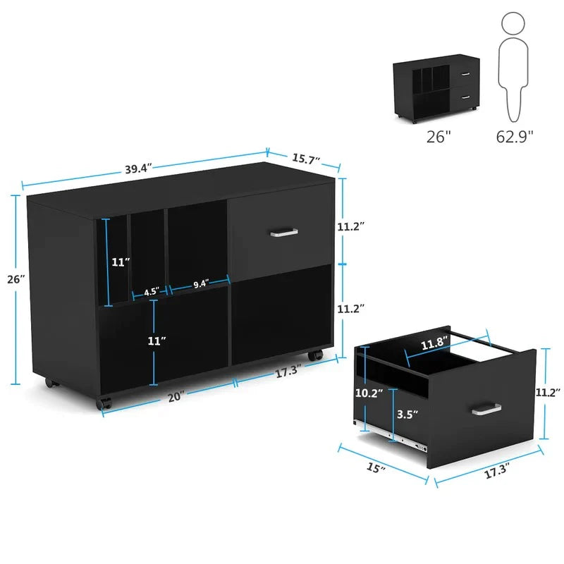 File Cabinets : 39.4'' Wide Mobile Lateral Filing Cabinet
