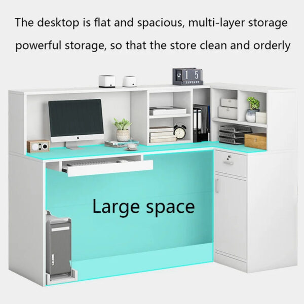 Reception Table: L-Shape Desk with Filing Cabinet