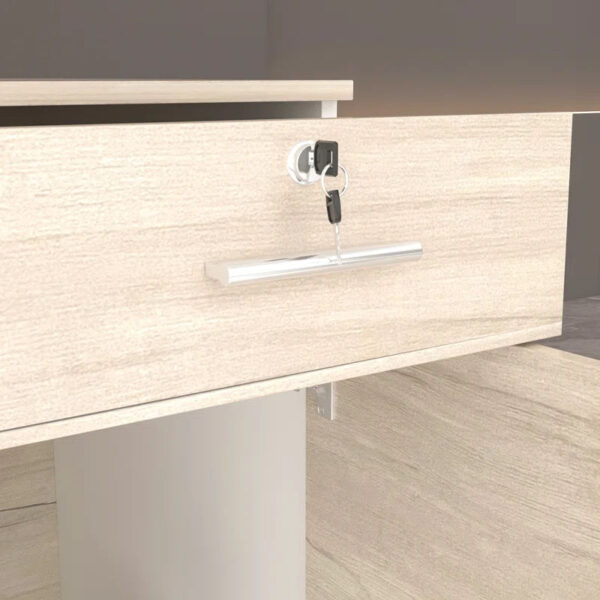 Reception Table: Wood Desk with Filing Cabinet