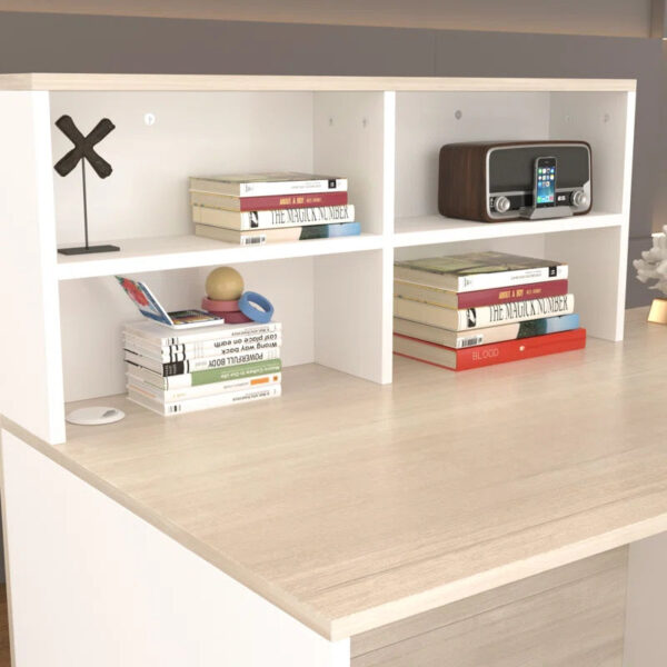 Reception Table: Wood Desk with Filing Cabinet
