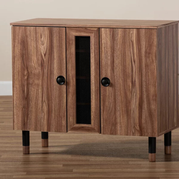 Shoe Rack: 2 Door Wood Entryway 8 Pair Shoe Storage Cabinet