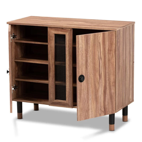 Shoe Rack: 2 Door Wood Entryway 8 Pair Shoe Storage Cabinet