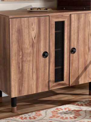Shoe Rack: 2 Door Wood Entryway 8 Pair Shoe Storage Cabinet