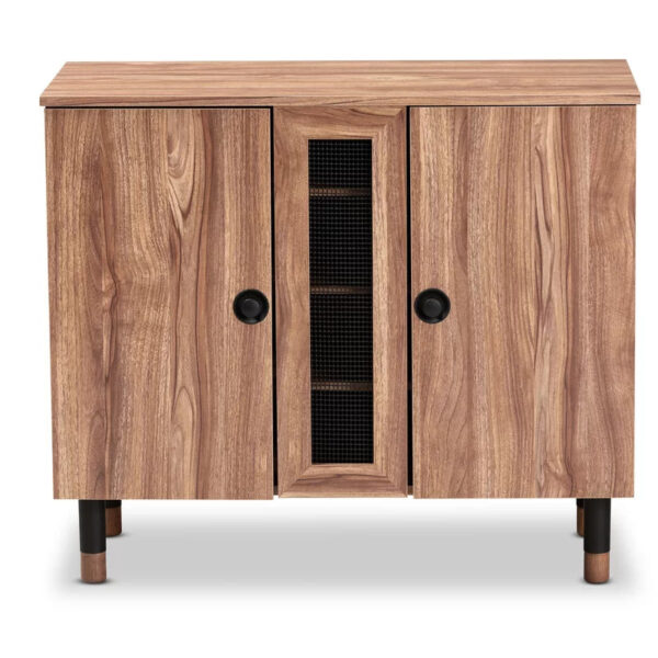 Shoe Rack: 2 Door Wood Entryway 8 Pair Shoe Storage Cabinet