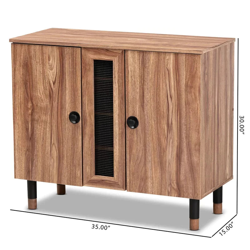 Shoe Rack: 2 Door Wood Entryway 8 Pair Shoe Storage Cabinet