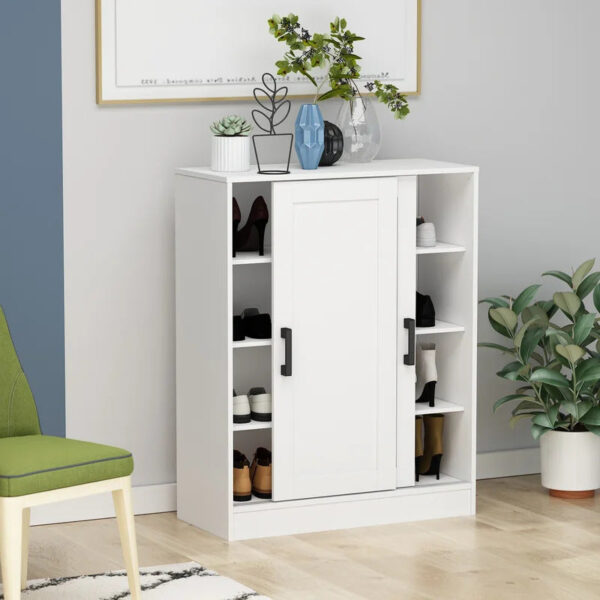 Shoe Rack: 2 Slide Door Shoes Storage Cabinet