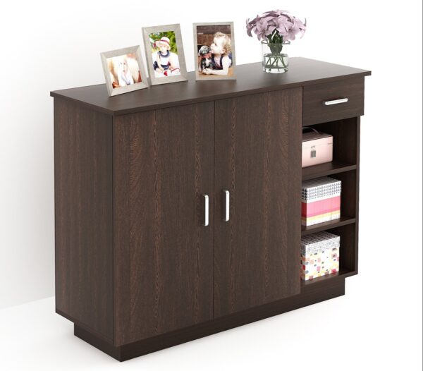 Shoe Rack: Leon Wood Shoe Rack Cabinet with Drawer (Wenge)