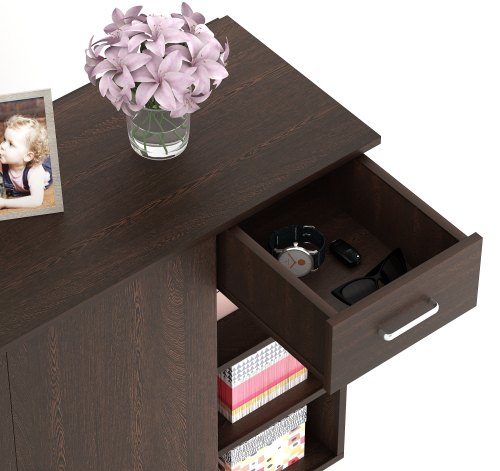 Shoe Rack: Leon Wood Shoe Rack Cabinet with Drawer (Wenge)