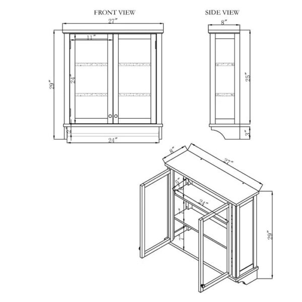 Wall Cabinets: 27'' W x 29'' H x 8'' D Wall Mounted Bathroom Cabinets